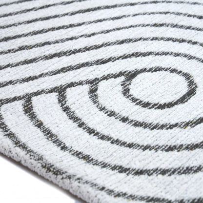Close-up of a rug with circular pattern
