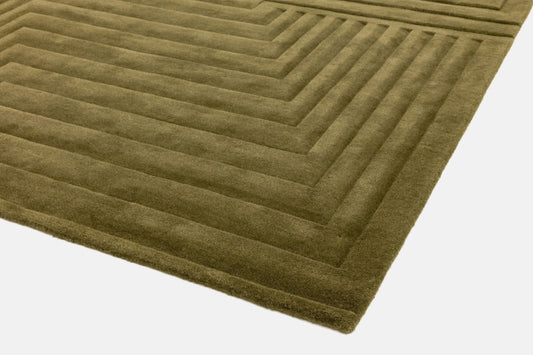 Asiatic Luxury Rug in Olive Green featuring Form 3d Sculpted Rugs design with textured geometric patterns