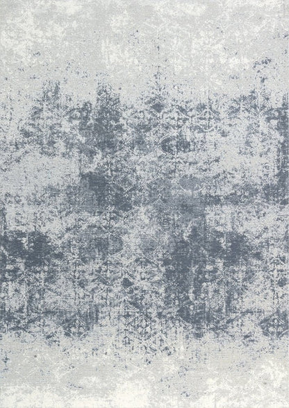 Textured grey and white patterned rug 