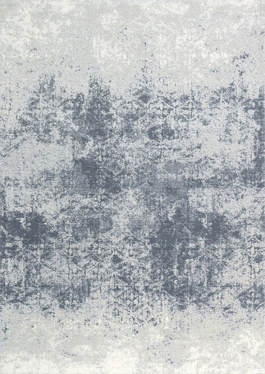 Textured grey and white patterned rug 