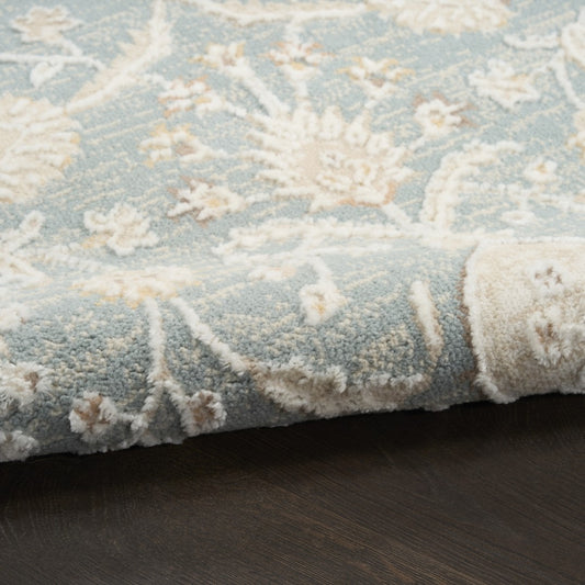 Nourison Isla Vintage Style Rug Collection in Blue with Floral Patterns for Elegant Home Decor