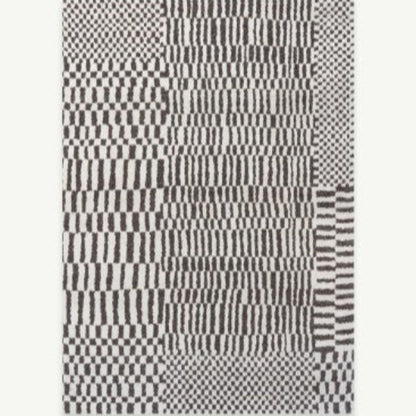 Luxury Louis De Poortere Berber Rug featuring intricate black and white geometric patterns