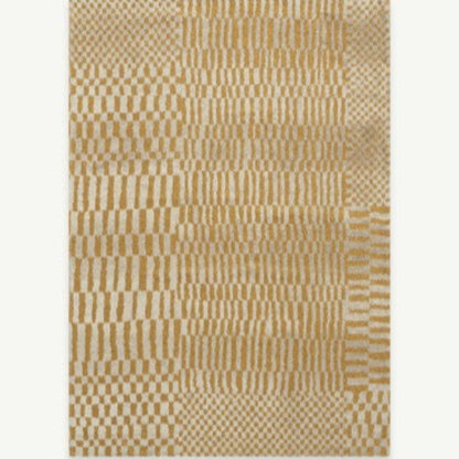 Louis De Poortere Berber Rug in beige and cream with geometric checkerboard and stripe patterns
