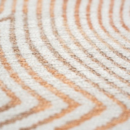 Close-up of Louis De Poortere Coral rug luxury texture with coral and white wavy striped pattern