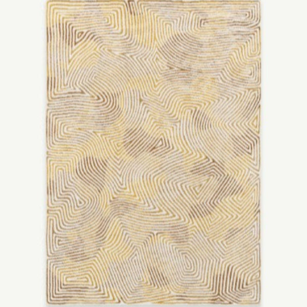 Louis De Poortere Coral rug featuring a beige and brown geometric wave pattern luxury rug