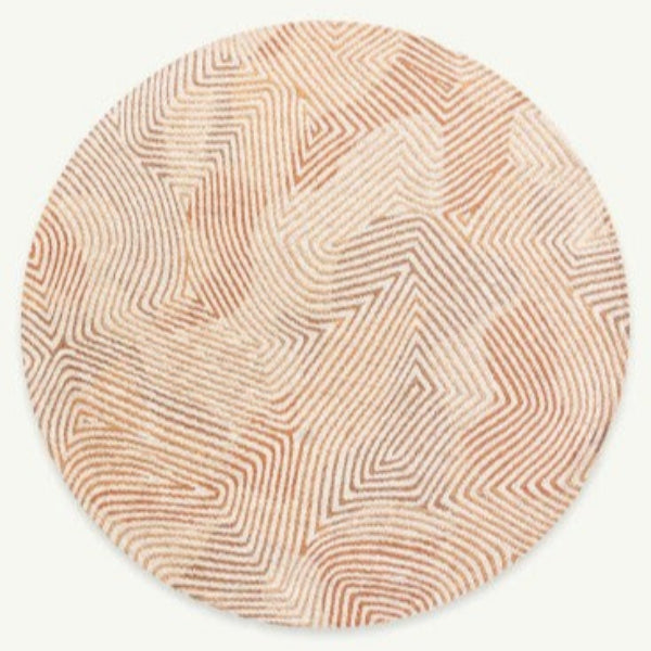 Louis De Poortere Coral rug round luxury design with intricate coral and beige geometric pattern