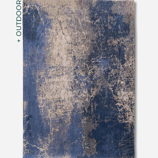 Cracks Outdoor Rug from Louis De Poortere featuring a textured blue and grey design for stylish outdoor spaces