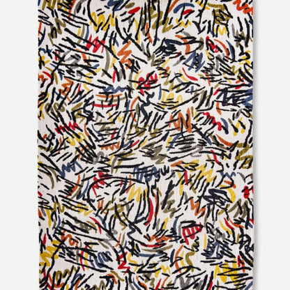 Louis De Poortere Dora and Graffito rug with abstract multicolour scribble design on cream background