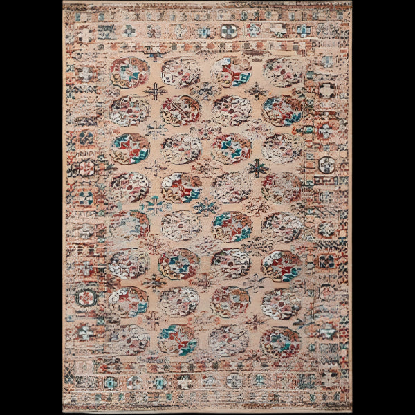 Louis De Poortere Kasak rug luxury design with intricate cream and pastel coloured patterns