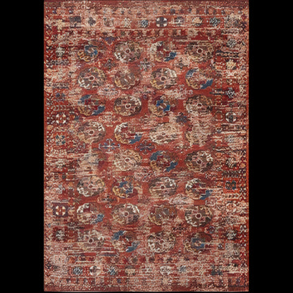 Louis De Poortere Kasak rug with intricate red and blue traditional pattern luxury floor decor