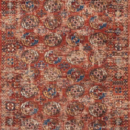 Louis De Poortere Kasak rug with intricate traditional patterns in red, blue, and beige tones