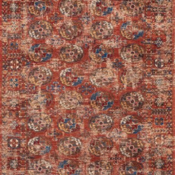 Louis De Poortere Kasak rug luxury rug with intricate red and blue traditional pattern