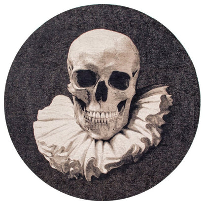 Louis De Poortere Pop rug round luxury rug featuring a detailed skull with ruffled collar design