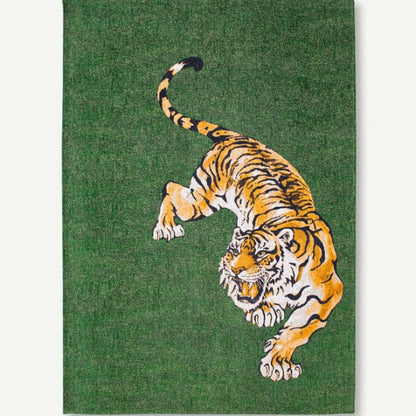 Luxury Louis De Poortere Pop rug featuring a detailed tiger design on a green background
