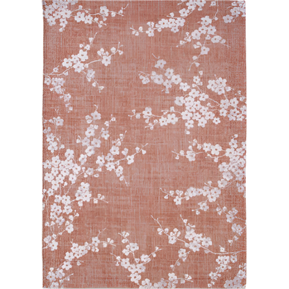 Louis De Poortere Sakura rug luxury design with soft pink background and delicate white floral pattern