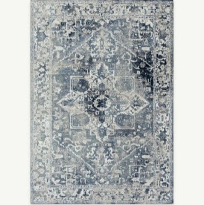 Louis De Poortere Tabriz rug luxury design with intricate grey and blue traditional patterns