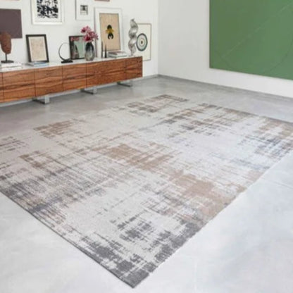 Louis De Poortere Venetian Dust rug in a modern living room with neutral colours and abstract pattern