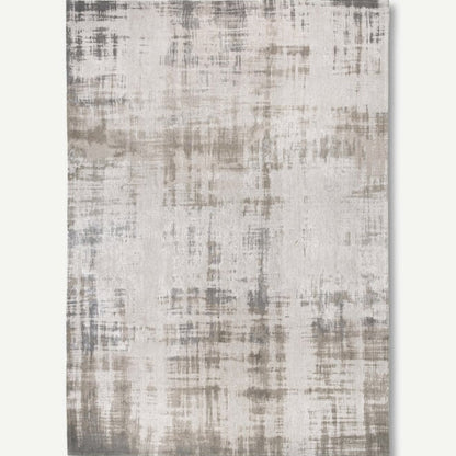 Luxury Louis De Poortere Venetian Dust rug with abstract grey and beige pattern and soft texture