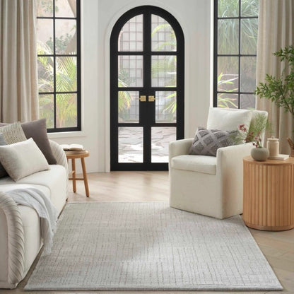 Luxury Nourison Andes Rug Collection in a modern living room with neutral sofas and natural light