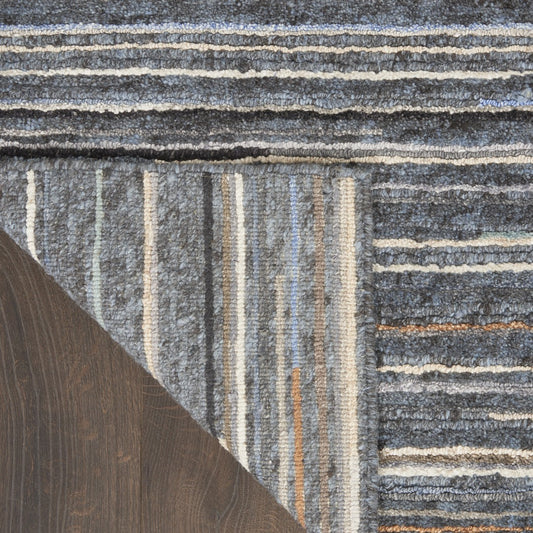 Nourison Plateau Hand Knotted Artisanal Rugs with textured blue and grey patterns for elegant décor