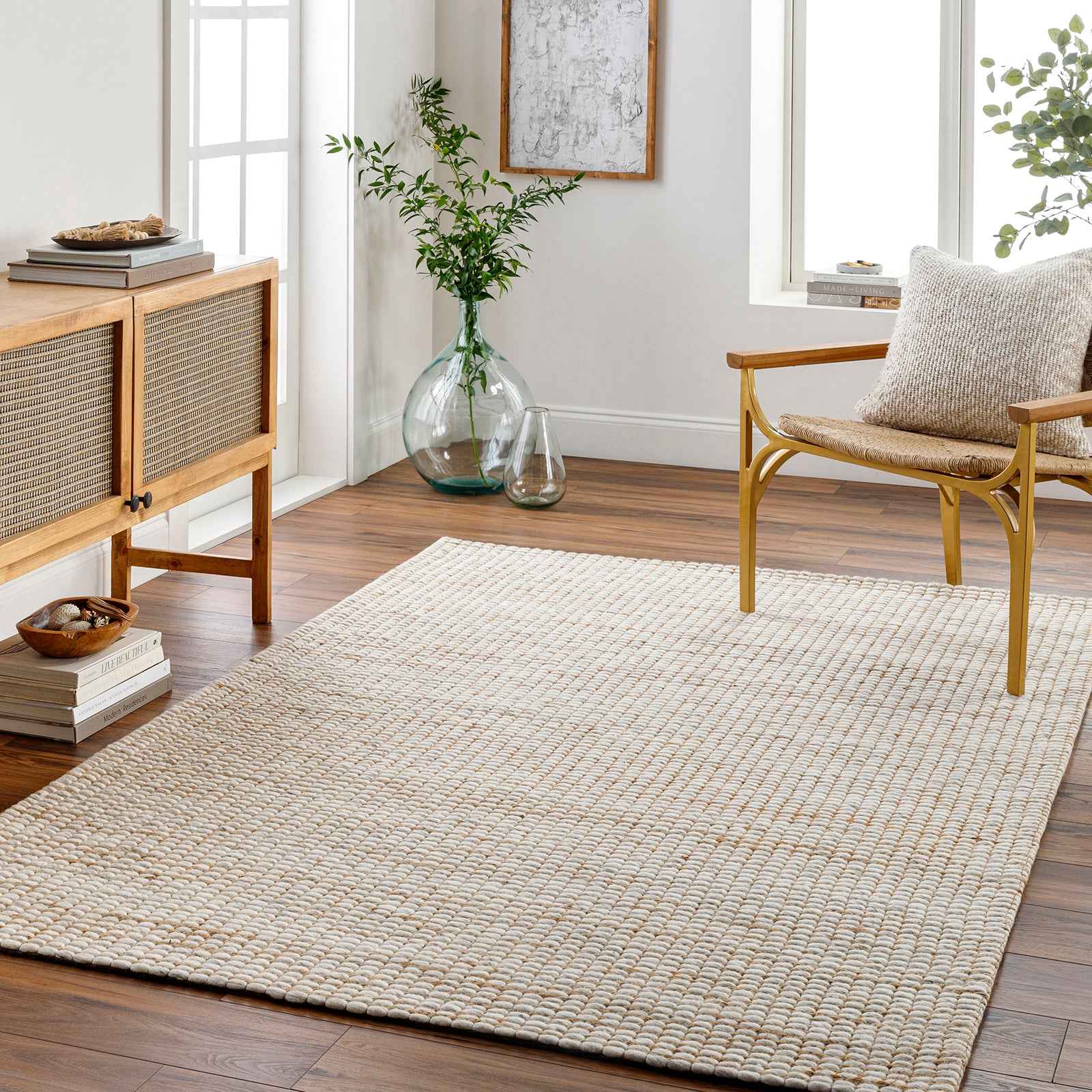 Priya Hand Woven Jute Wool Rug