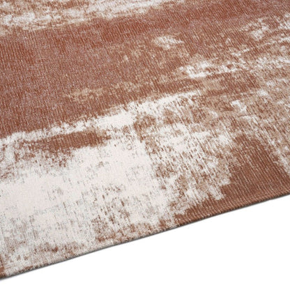 Rust Copper Easy Clean Rug featuring a stylish abstract design for easy maintenance and modern décor