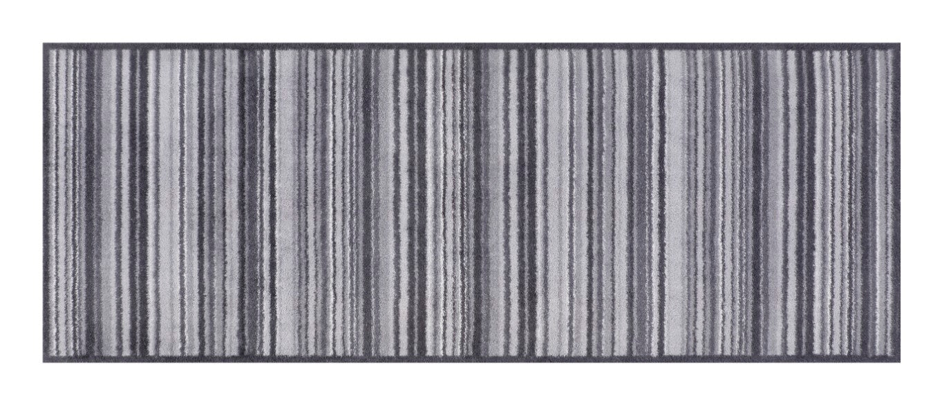Turtle Mat Striped Floor Mat in Grey and White for Indoor Use with Absorbent Material