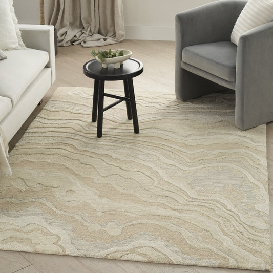 Elegant Nourison Luxury Rug from The Graceful Area Rug Collection in soft beige tones