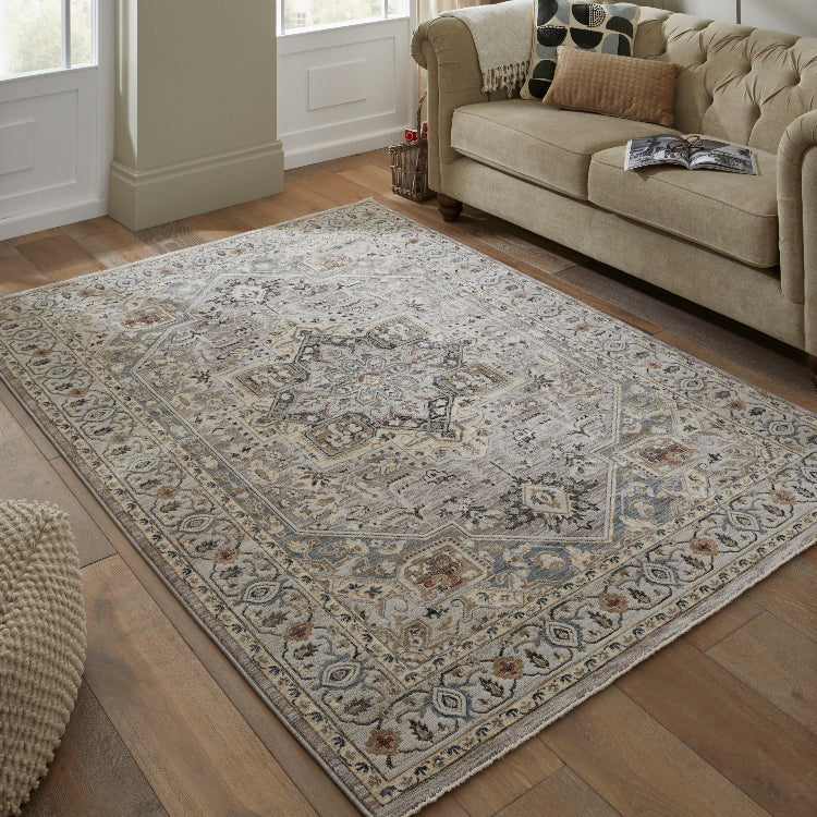 Luxury rug from The Legacy Rug Collection with intricate patterns in a neutral colour palette