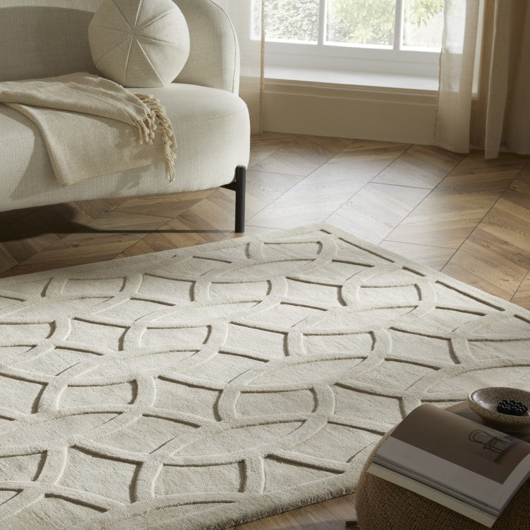 Luxury rug from The Priory Wool Collection by Concept Looms, featuring a textured pattern on a neutral background