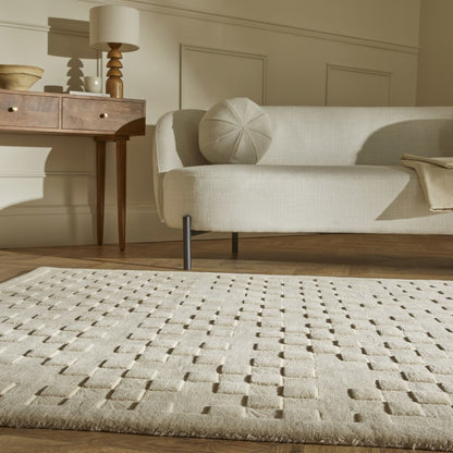 Elegant luxury rug from The Priory Wool Collection, complementing a stylish living room setting
