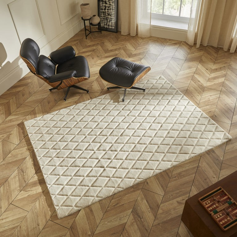 The Priory Wool Collection luxury rug in a stylish room with modern furnishings and wooden flooring