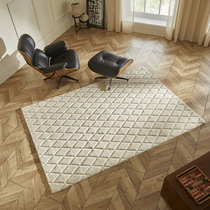 The Priory Wool Collection luxury rug in a stylish room with modern furnishings and wooden flooring