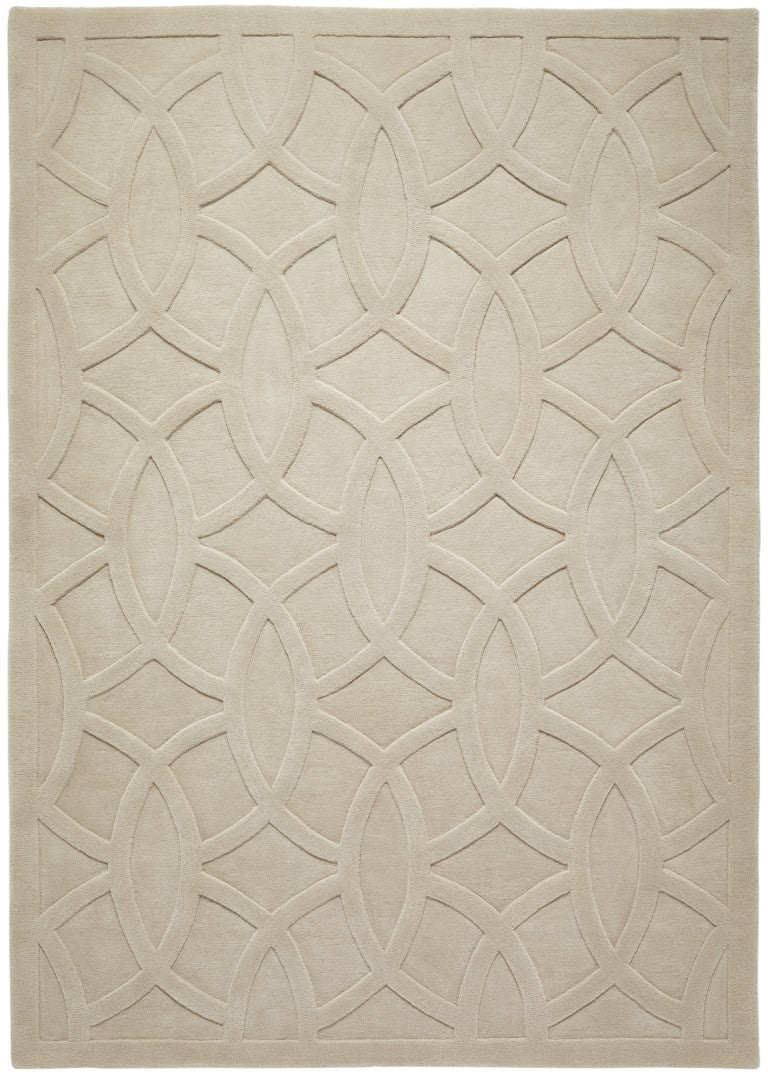 Elegant luxury rug from The Priory Wool Collection featuring a textured geometric pattern in neutral tones