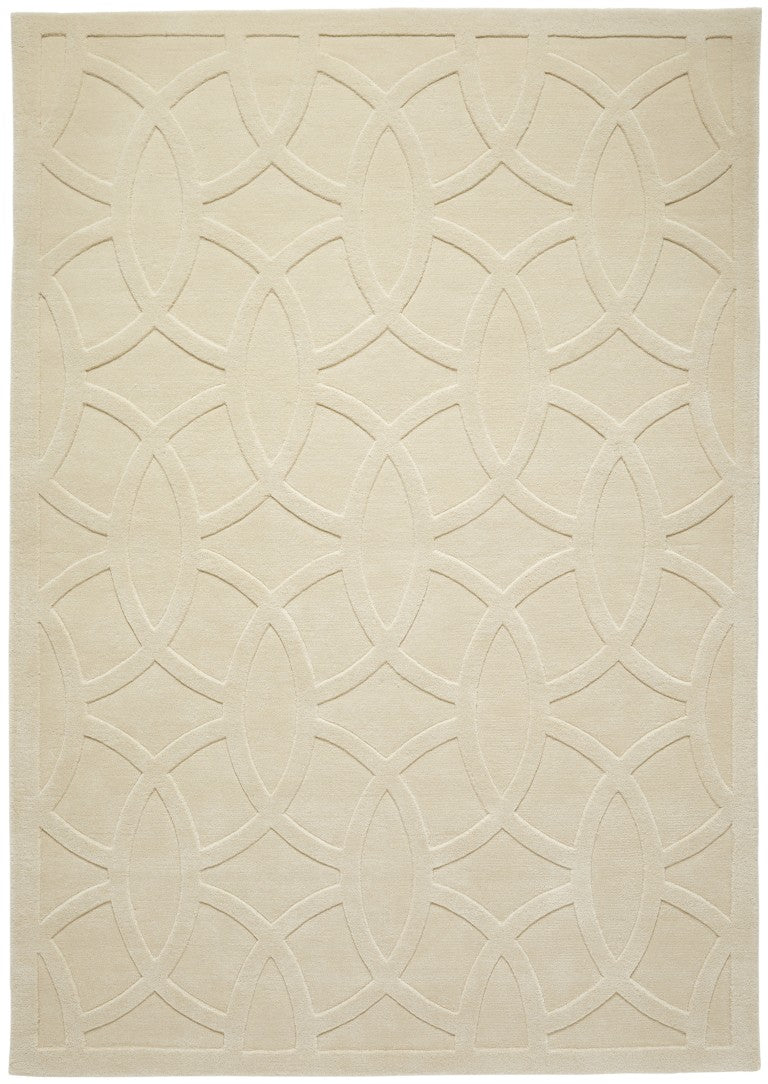 Luxury rug from The Priory Wool Collection featuring an elegant patterned design in soft beige