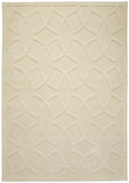 Luxury rug from The Priory Wool Collection featuring an elegant patterned design in soft beige