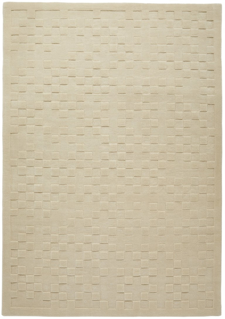 Elegant beige luxury rug from The Priory Wool Collection featuring a textured square pattern