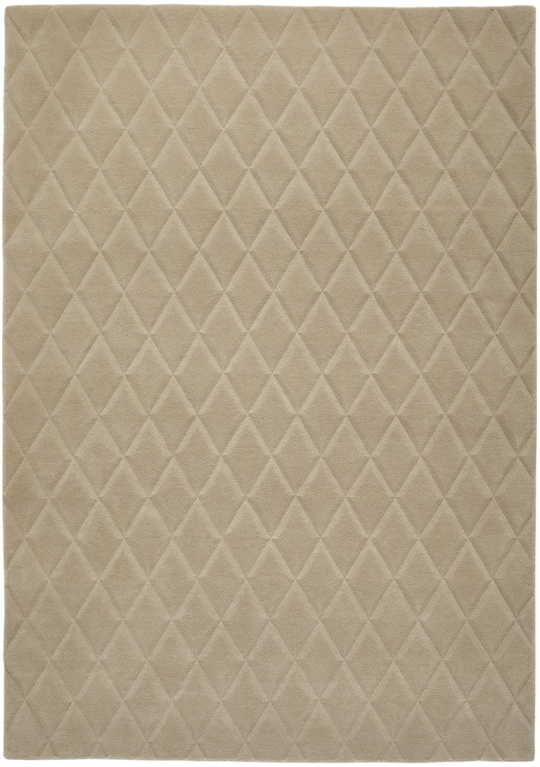 Luxury rug from The Priory Wool Collection with a diamond pattern in a soft beige shade