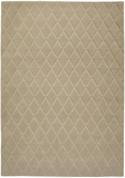 Luxury rug from The Priory Wool Collection with a diamond pattern in a soft beige shade