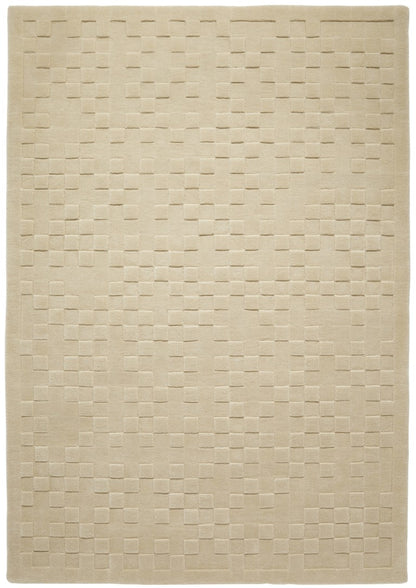 Elegant beige luxury rug from The Priory Wool Collection featuring a textured square pattern 
