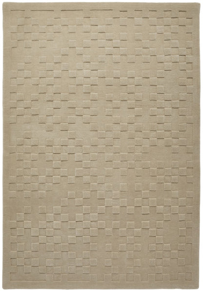 Luxury rug from The Priory Wool Collection featuring a textured square pattern in neutral tones