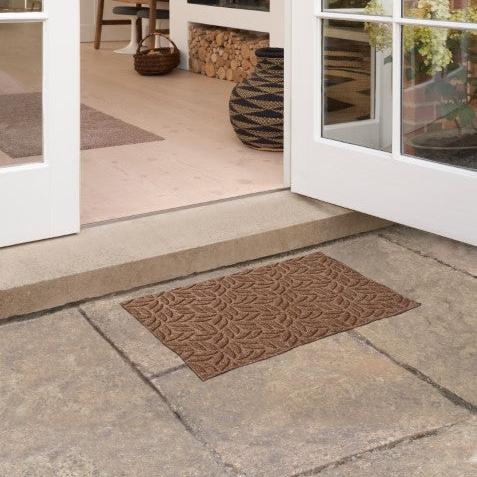 Turtle Mats Dune Outdoor Floor Mat in Brown with Elegant Leaf Design for Entryways
