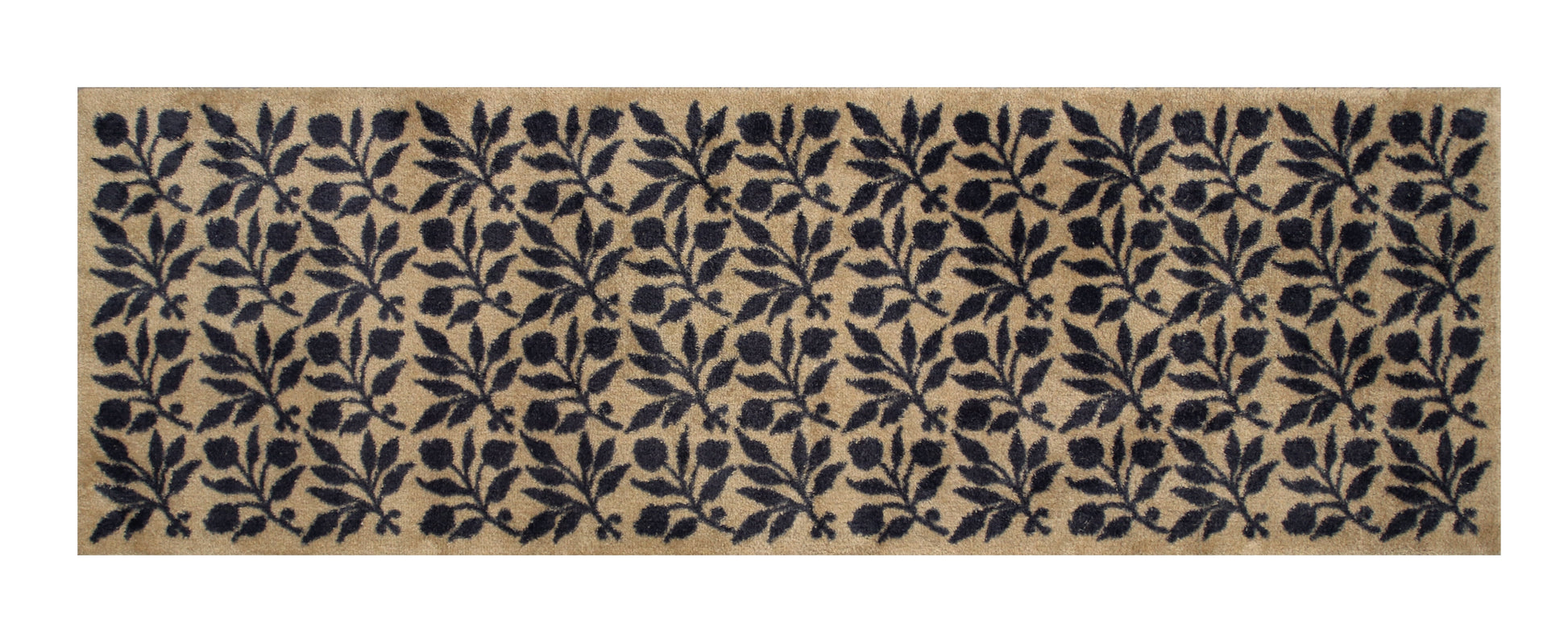 Turtle Mats - ROSEHIP Design floor mat with black leafy pattern on natural brown background