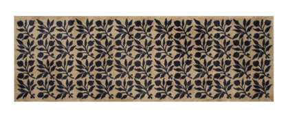 Turtle Mats - ROSEHIP Design floor mat with black leafy pattern on natural brown background