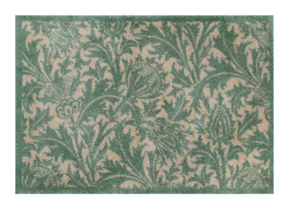 Turtle Mats Thistle Design indoor Mat with green and beige floral pattern for stylish floor protection