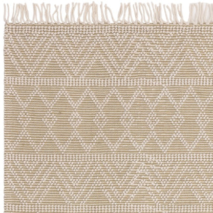 Beige and white luxury rug from the Boho Collection Asra Rug by Asiatic with geometric patterns and fringed edges