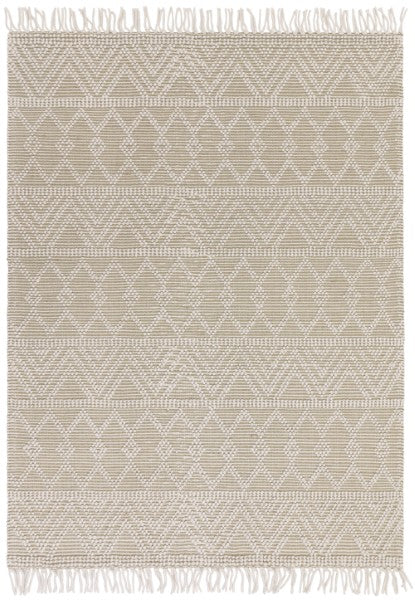 Asiatic luxury Boho Collection Asra Rug with beige and white geometric patterns and fringe edges