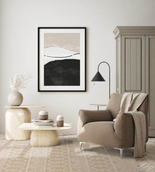 Luxury living room featuring Asiatic Boho Collection Asra Rug with geometric patterns under beige armchair and modern decor