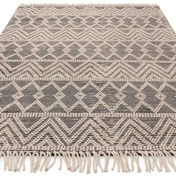 Asiatic luxury Boho Collection Asra Rug featuring textured geometric patterns with fringe edges