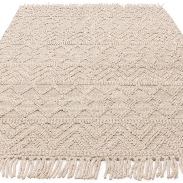 Asiatic luxury rug from Boho Collection Asra Rug featuring textured geometric patterns and fringed edges